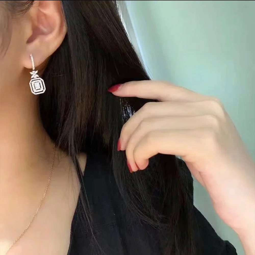 COPY - Huitan Modern Fashion Silver Color Women's Dangle Earrings with Shiny CZ…